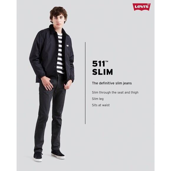 NEW Levis Mens 511 Slim Fit Jeans Washed Black Paint Splatter Size 29 X 32 - Picture 5 of 5